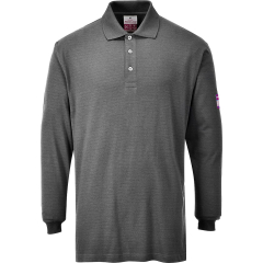 FR10-Modaflame Knit FR Long Sleeve Polo Shirt Grey