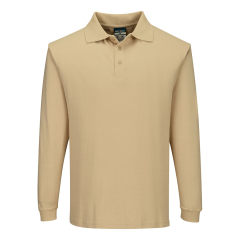 FR10-Modaflame Knit FR Long Sleeve Polo Shirt Tan
