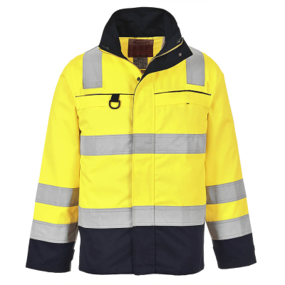 FR61 - Bizflame Work Hi-Vis Multi-Norm Contrast FR Jacket Yellow/Navy