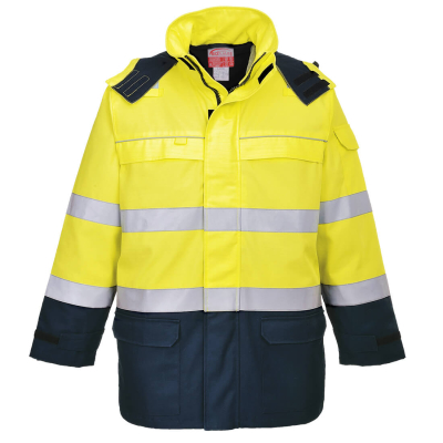 FR79 - Bizflame Rain+ Hi-Vis Multi-Norm Constrast FR Jacket Yellow/Navy