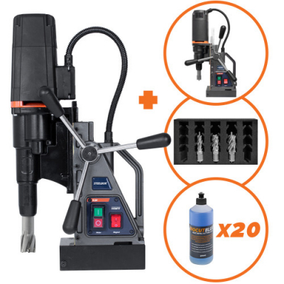 HMT S50, S36 Steelbor Magnetic Drill Kits, 110v & HSS Cutter Set & BioCut Blue Case
