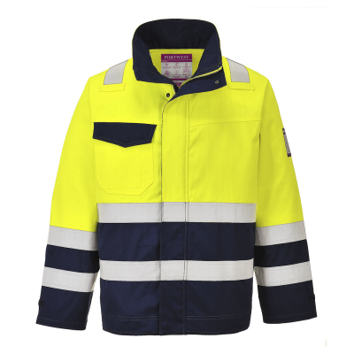 MV25 - Modaflame Work Hi-Vis Multi-Norm Contrast FR Jacket Yellow/Navy