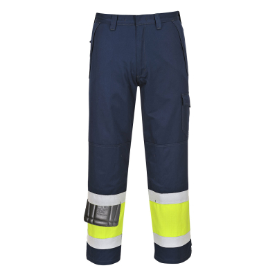 MV26 - Modaflame Work Hi-Vis Class 1 Multi-Norm FR Trousers Yellow/Navy Tall