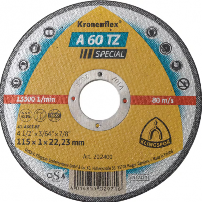 Klingspor 115 x 1mm Klingspor Thin Cutting Discs - A60TZ Special