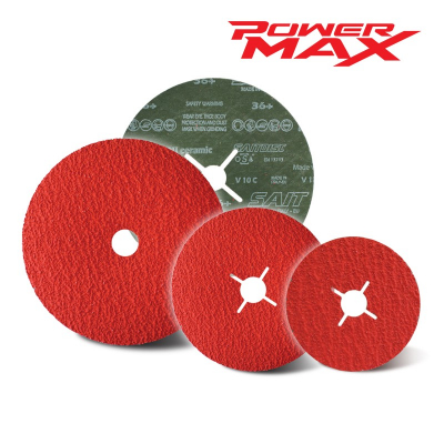 SAIT POWER MAX-D 9.3 - 100 x 36 Grit Fibre Disc (Top-Filled Ceramic) - Pack of 100